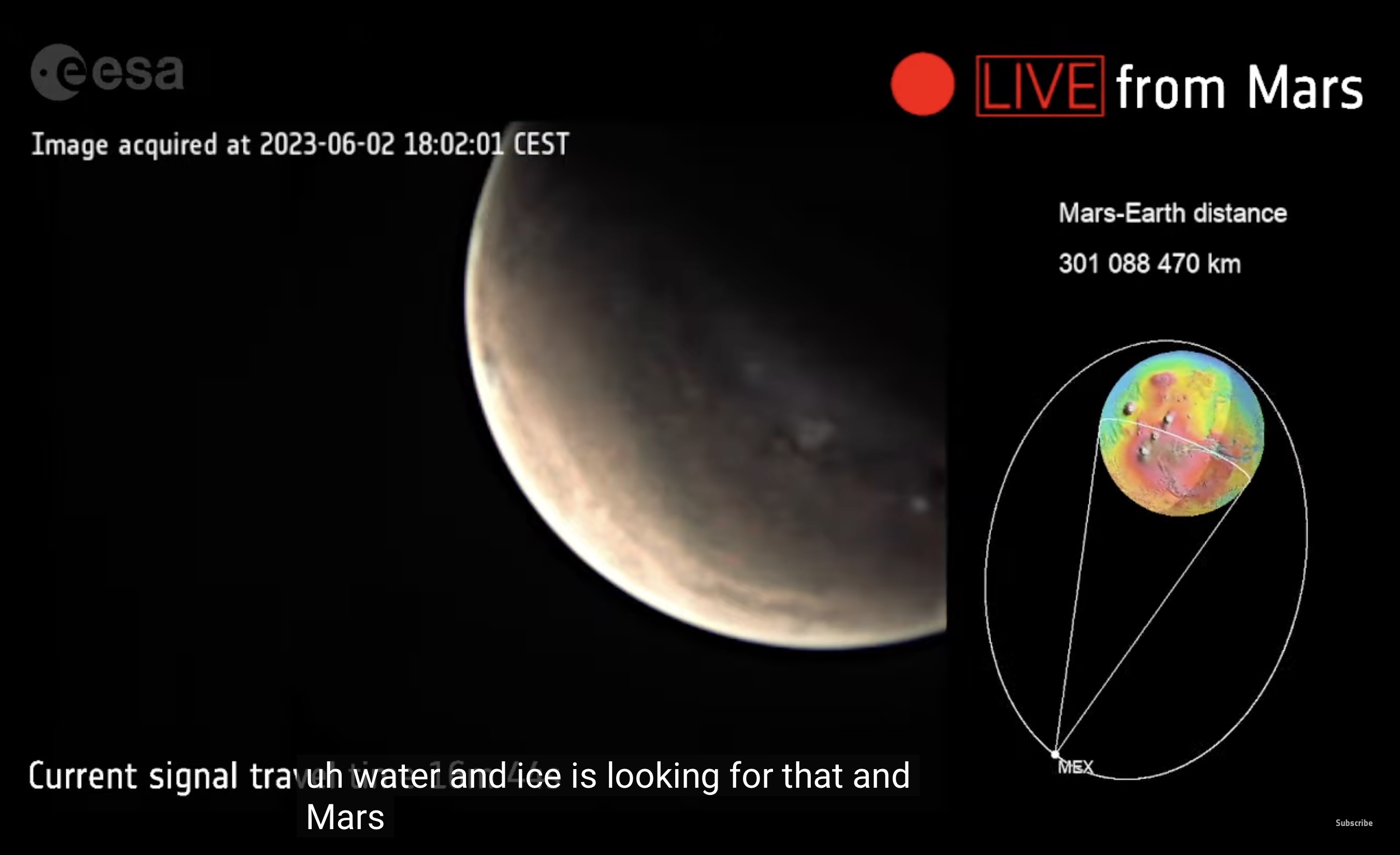 Screen capture from the first-ever livestream from Mars