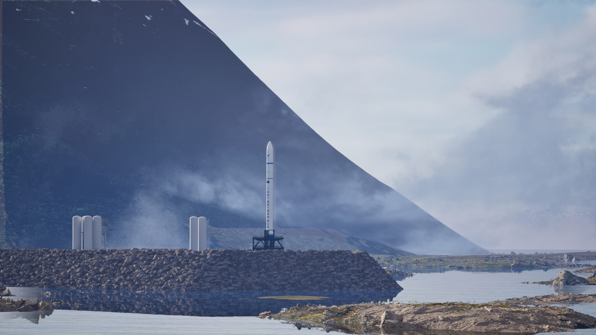 Isar Aerospace's rocket ready for launch from Andoya (Rendering via Andøya Spaceport)
